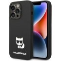 Karl Lagerfeld Karlas Lagerfeldas KLHCP14LSLCTBK iPhone 14 Pro 6.1 "kietasis dėklas juodas / juodas silikoninis choupette korpus