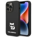 Karl Lagerfeld Karlas Lagerfeldas KLHCP14LSLCTBK iPhone 14 Pro 6.1 "kietasis dėklas juodas / juodas silikoninis choupette korpus