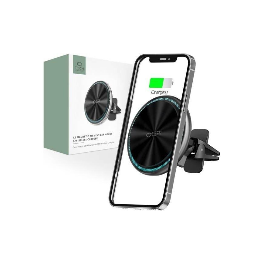 Tech-Protect TECH-PROTECT A2 MAGNETIC MAGSAFE VENT CAR MOUNT WIRELESS CHARGER 15W Black