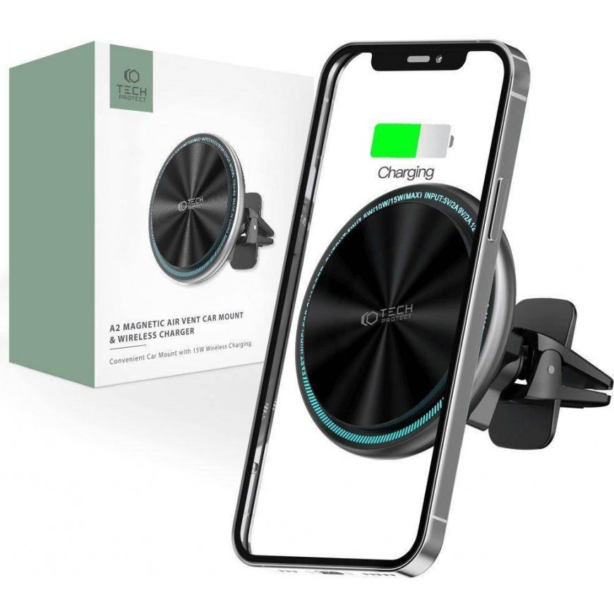 Tech-Protect TECH-PROTECT A2 MAGNETIC MAGSAFE VENT CAR MOUNT WIRELESS CHARGER 15W Black – 4