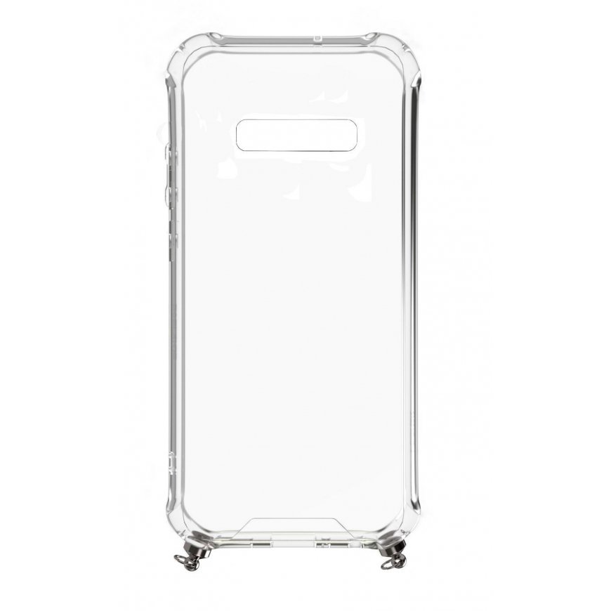 Evelatus Samsung Galaxy S10 Silicone Transparent with Necklace TPU Strap Gold
