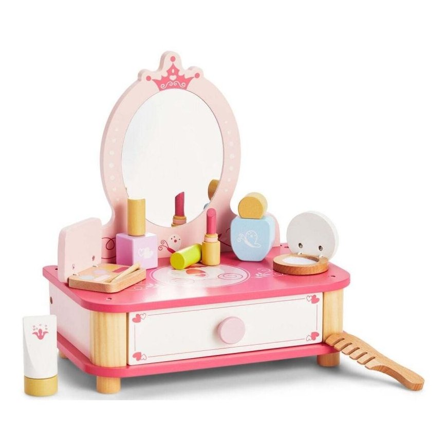 Viga Toys Viga Rožinė medinis makiažo staliukas su veidrodžiu + Priedai – 3