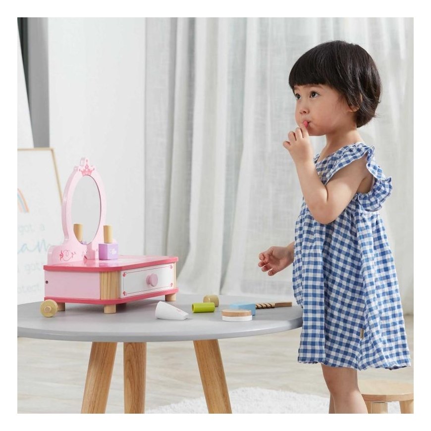 Viga Toys Viga Pink wooden makeup table with mirror + Accessories – 5
