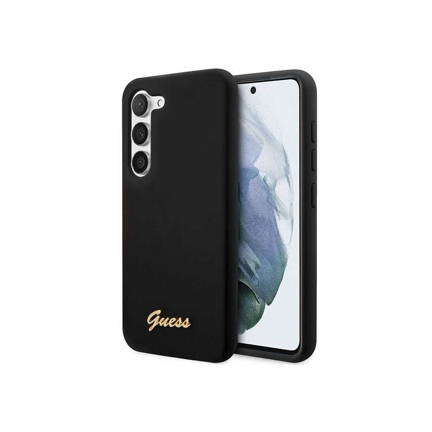 Guess dėklas, skirtas Samsung Galaxy S23 Plus GUHCS23MSLSMK juodas kietas dėklas Silicone Vintage Gold Logo – 2
