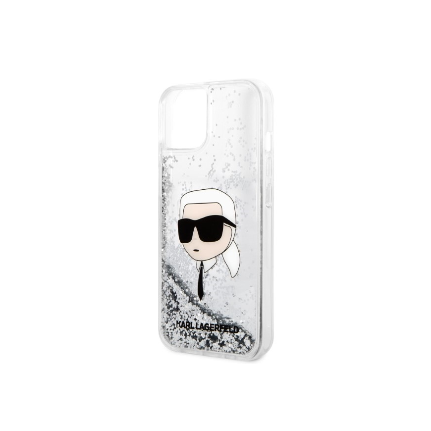Karl Lagerfeld dėklas, skirtas iPhone 14 Plus 6,7" KLHCP14MLNKHCH sidabrinis kietas dėklas Liquid Glitter NFT Karl's Head – 5