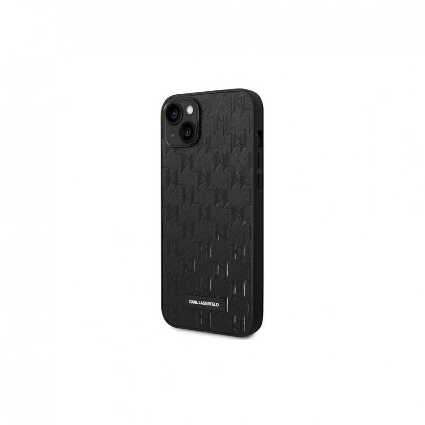 Karl Lagerfeld dėklas, skirtas iPhone 14 Plus 6,7" KLHCP14MSAKLHPK juodas HC PU Saffiano Mono Metal Logo
