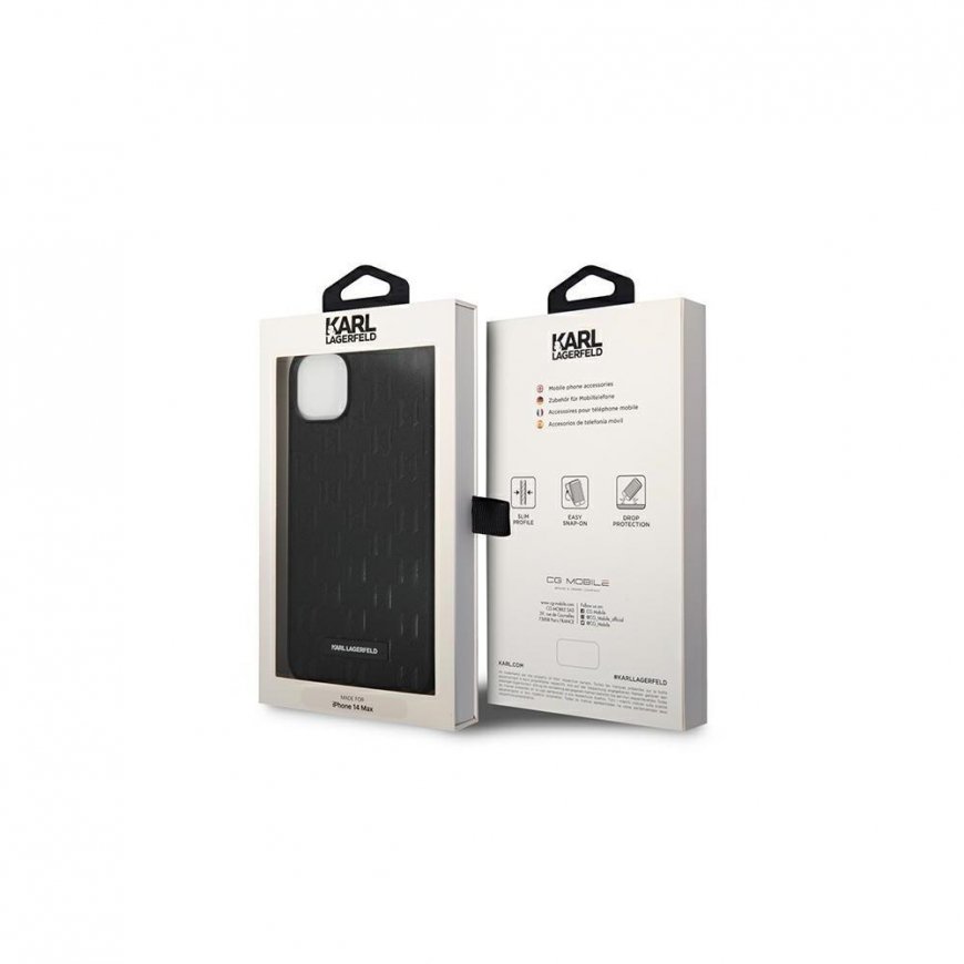 Karl Lagerfeld dėklas, skirtas iPhone 14 Plus 6,7" KLHCP14MSAKLHPK juodas HC PU Saffiano Mono Metal Logo – 4