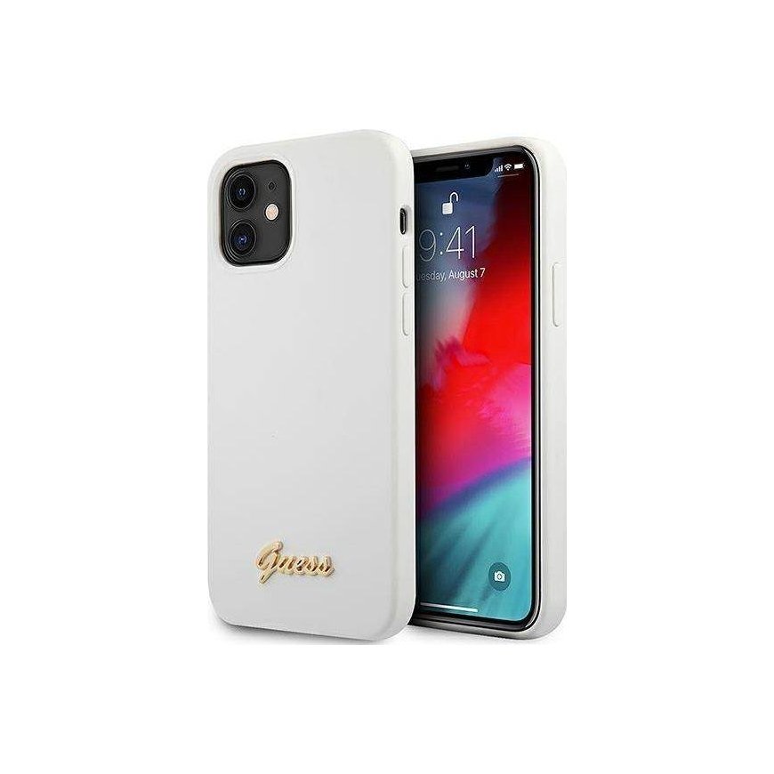 Guess GUHCP12SLSLMGWH iPhone 12 mini 5.4" White Hard Metal Logo Script – 2
