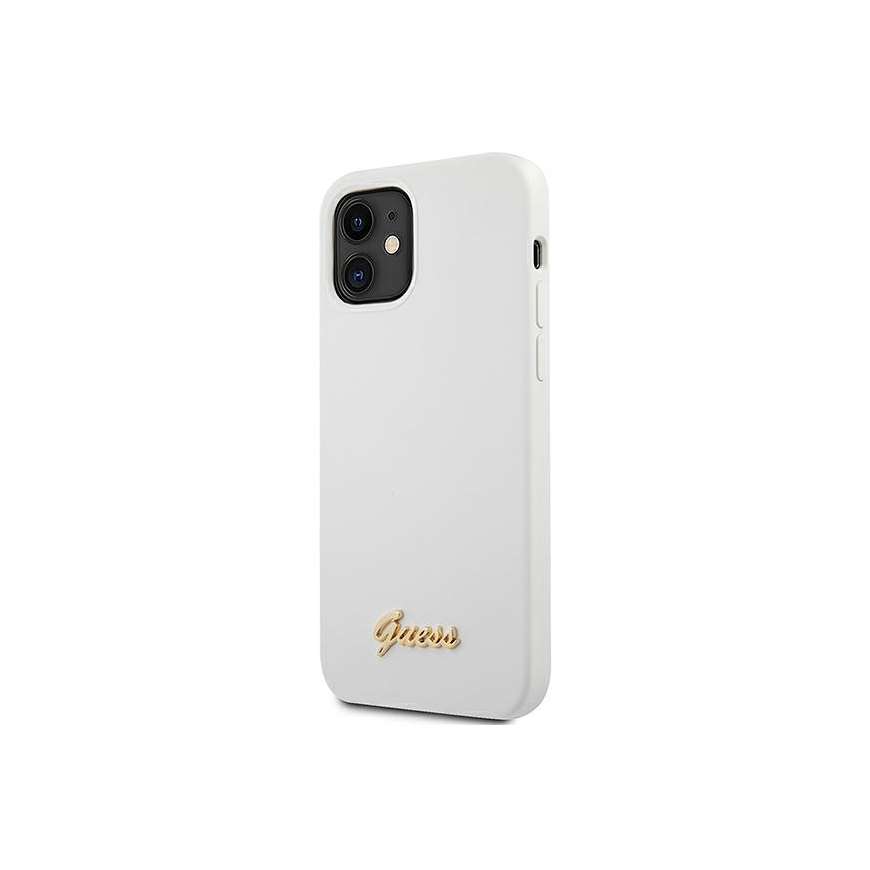 Guess GUHCP12SLSLMGWH iPhone 12 mini 5.4" White Hard Metal Logo Script – 3