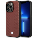 Dėklas BMW BMHMP14X22RFGR iPhone 14 Pro Max 6,7" bordo spalvos/burgundy Leather Diamond Pattern MagSafe