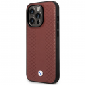 Dėklas BMW BMHMP14X22RFGR iPhone 14 Pro Max 6,7" bordo spalvos/burgundy Leather Diamond Pattern MagSafe