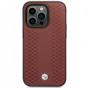 Dėklas BMW BMHMP14X22RFGR iPhone 14 Pro Max 6,7" bordo spalvos/burgundy Leather Diamond Pattern MagSafe