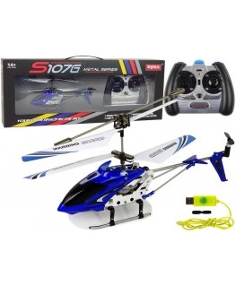 Lean Cars Helicopter SYMA S107G + Remote Control + Rechargeable Battery Blue