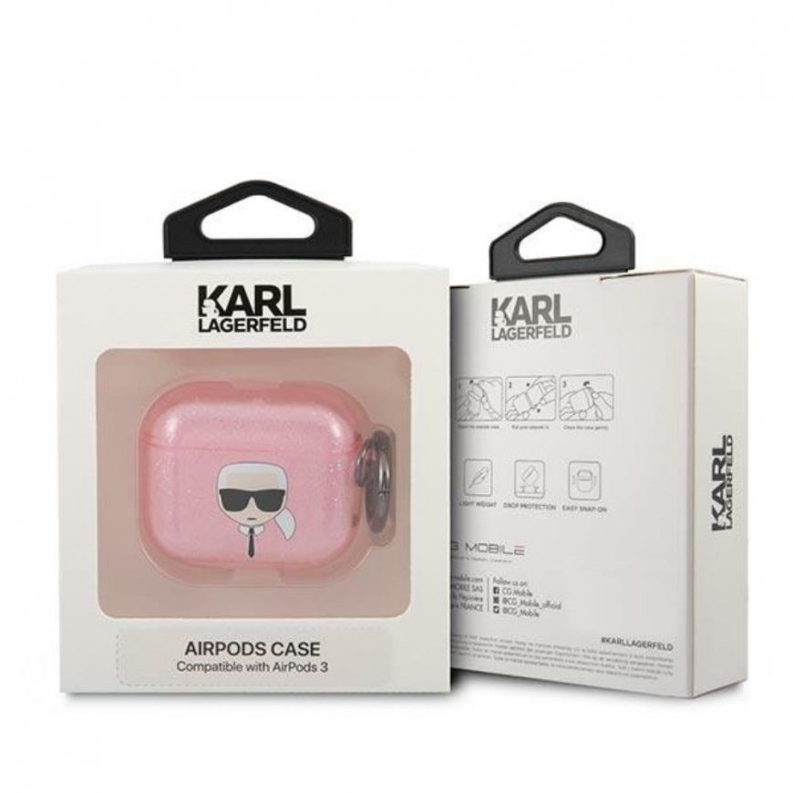 Headphone Karl Lagerfeld KLA3UKHGP 3 AirPods Cover Pink/Pink Gkratter Karl Head – 4