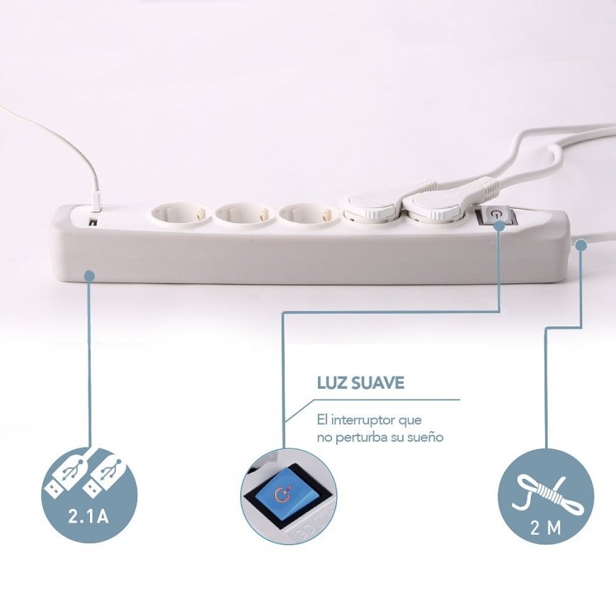 Electraline 62153 Pagarinātājs 3 Ligzdas+2USB 2