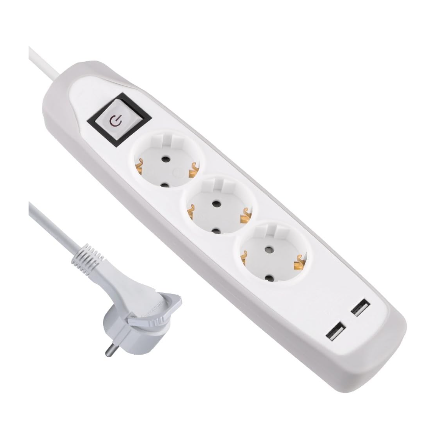 Electraline 62153 Multisocket 3P+2USB 2.0M – 2