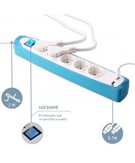 Electraline 62160 Multisocket 5P 2xUSB 2m