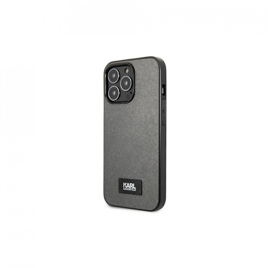 Karl Lagerfeld Case for iPhone 13 Pro Max KLHCP13XSFMP2DG Silver Hard Case Saffiano Logo
