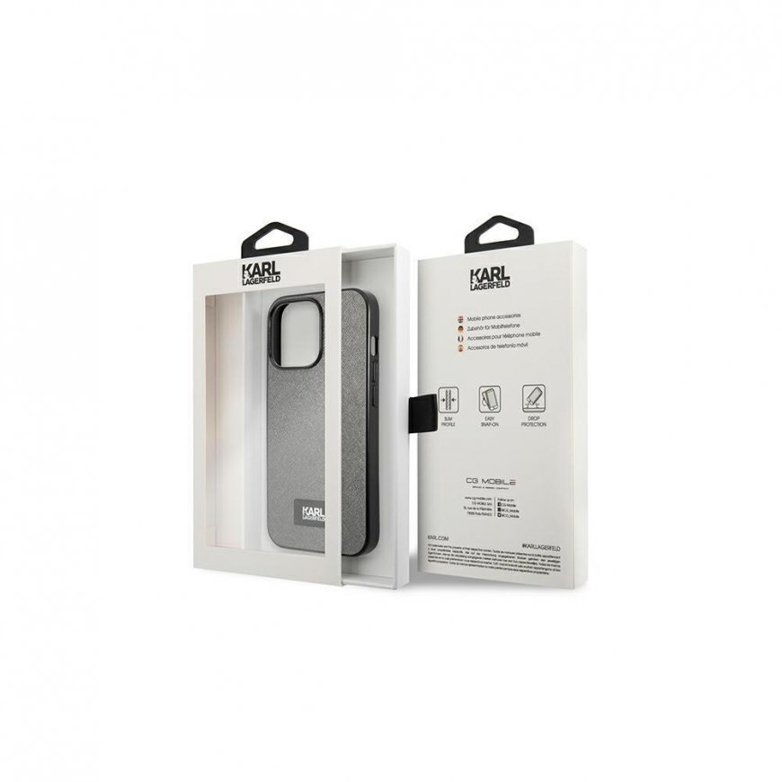 Karl Lagerfeld Case for iPhone 13 Pro Max KLHCP13XSFMP2DG Silver Hard Case Saffiano Logo – 4