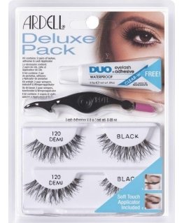 Ardell Set Deluxe 120 Demi Black 2 pair sztucznych rzęs + klej do rzęs 2.5g + applicator do rzęs