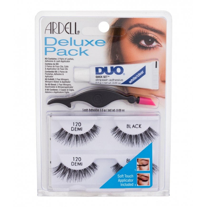 Ardell Set Deluxe 120 Demi Black 2 pair sztucznych rzęs + klej do rzęs 2.5g + applicator do rzęs – 3