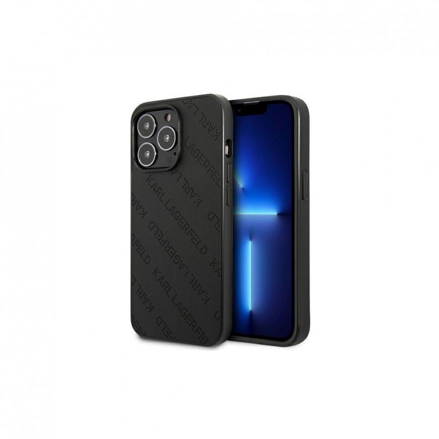 Karl Lagerfeld dėklas iPhone 13 Pro KLHCP13LPTLK juodas kietas dėklas Allover Logo – 2