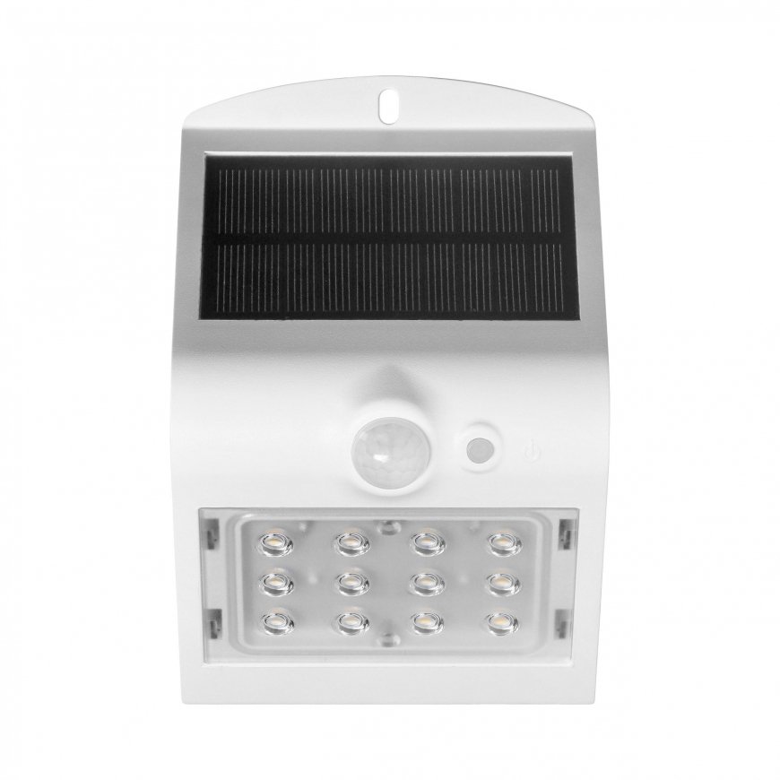 Wall lamp Orno SILOE LED 1.5W, solar lamp with motion sensor 120st, 190lm, IP65, 4000K, 1200mAh, double light source, white, AD- – 4