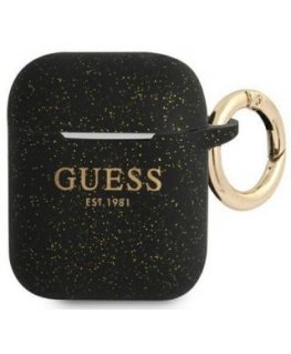 Guess - AirPods 1/2 cover Silicone Glitter Black