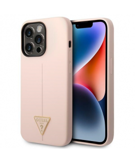 Guess Silicone Triangle Logo do iPhone 14 Pro Max (rožinė)