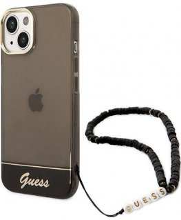 Case Guess GUHCP14SHGCOHK iPhone 14 6.1 inch Black / Black Hard Case Transparent Strap