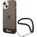 Dėklas Guess GUHCP14SHGCOHK iPhone 14 6,1 colio juodas / juodas kieto dėklo permatomas dirželis Dėklas Guess GUHCP14SHGCOHK iPhone 14 6,1 colio juodas / juodas kieto dėklo permatomas dirželis