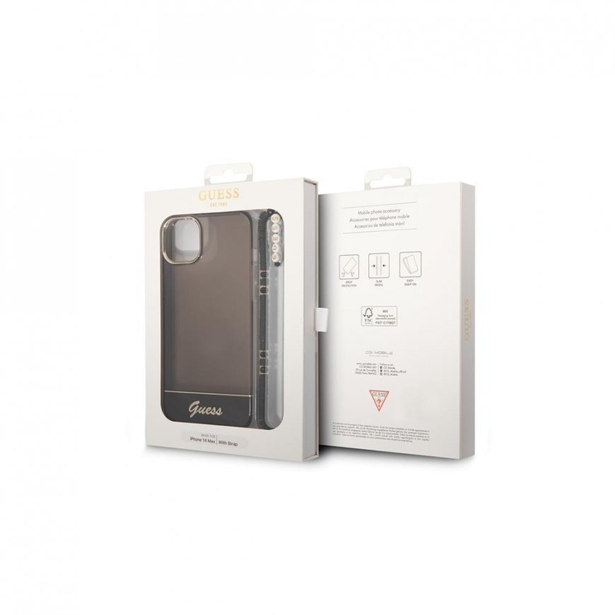 Case Guess GUHCP14SHGCOHK iPhone 14 6.1 inch Black / Black Hard Case Transparent Strap – 4