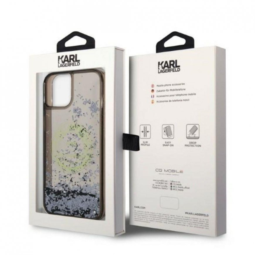 Karl Lagerfeld case for iPhone 14 6.1" KLHCP14SLCRSGRK black hardcase Liquid Glitter RSG – 3