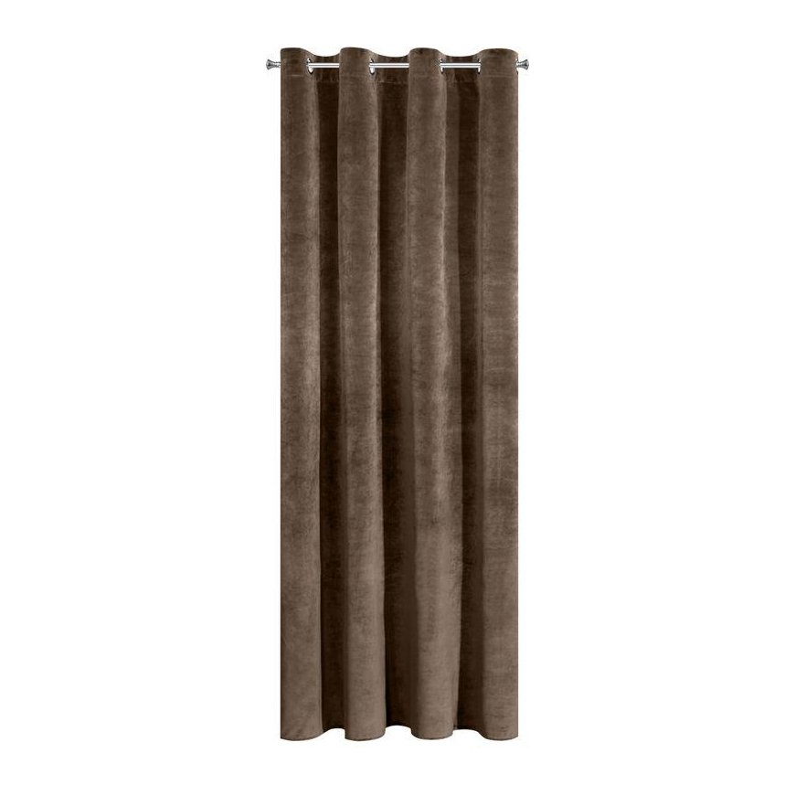 Eurofirany DIVA LINE RIA Minkšto aksomo naktinė užuolaida, 140X250 cm, kilpos / žiedai, spalva: ruda – 5