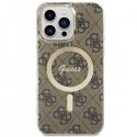 Guess dėklas, skirtas iPhone 14 Pro Max 6,7" GUHMP14XH4STW ruda kietas dėklas Magsafe IML 4G