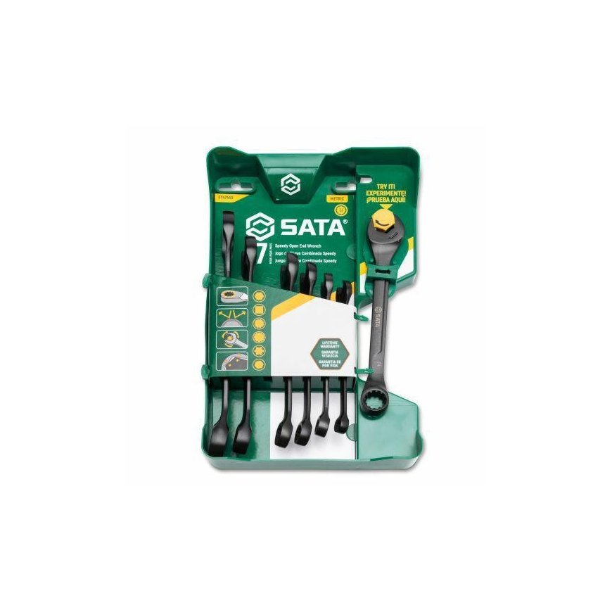 SATA SET OF 7 METRIC COMBINATION WRENCHES WITH FLAT PART