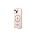 Guess GUHMP13LHTCMP iPhone 13 Pro / 13 6.1" pink/pink hard case Gold Outline Translucent MagSafe