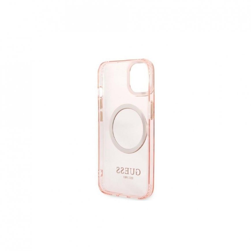 Guess GUHMP13LHTCMP iPhone 13 Pro / 13 6.1" pink/pink hard case Gold Outline Translucent MagSafe – 3