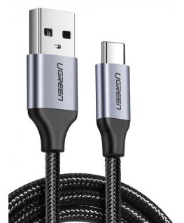 Nickel-plated USB-C cable QC3.0 UGREEN 2m with aluminum plug (Black)