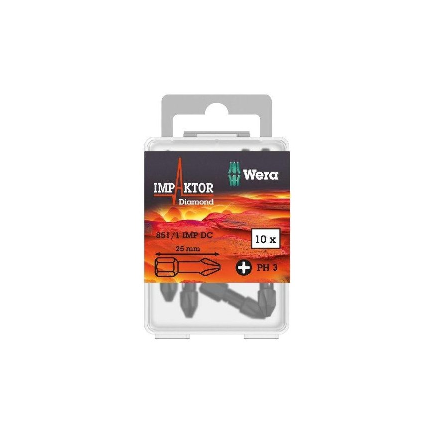 Atsuktuvo antgalis WERA 851/1 IMP DC PH3x25, 10vnt. – 2