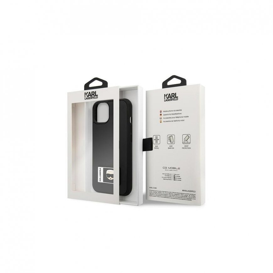 Karl Lagerfeld KLHCP13S3DKPK iPhone 13 mini 5.4" Black / Black Hard Case Ikonik Patch – 4