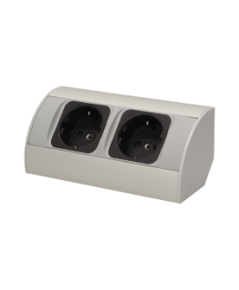 Orno Furniture socket without switch, 2x2P + Z, silver, schuko version
