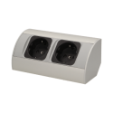 Orno Furniture socket without switch, 2x2P + Z, silver, schuko version