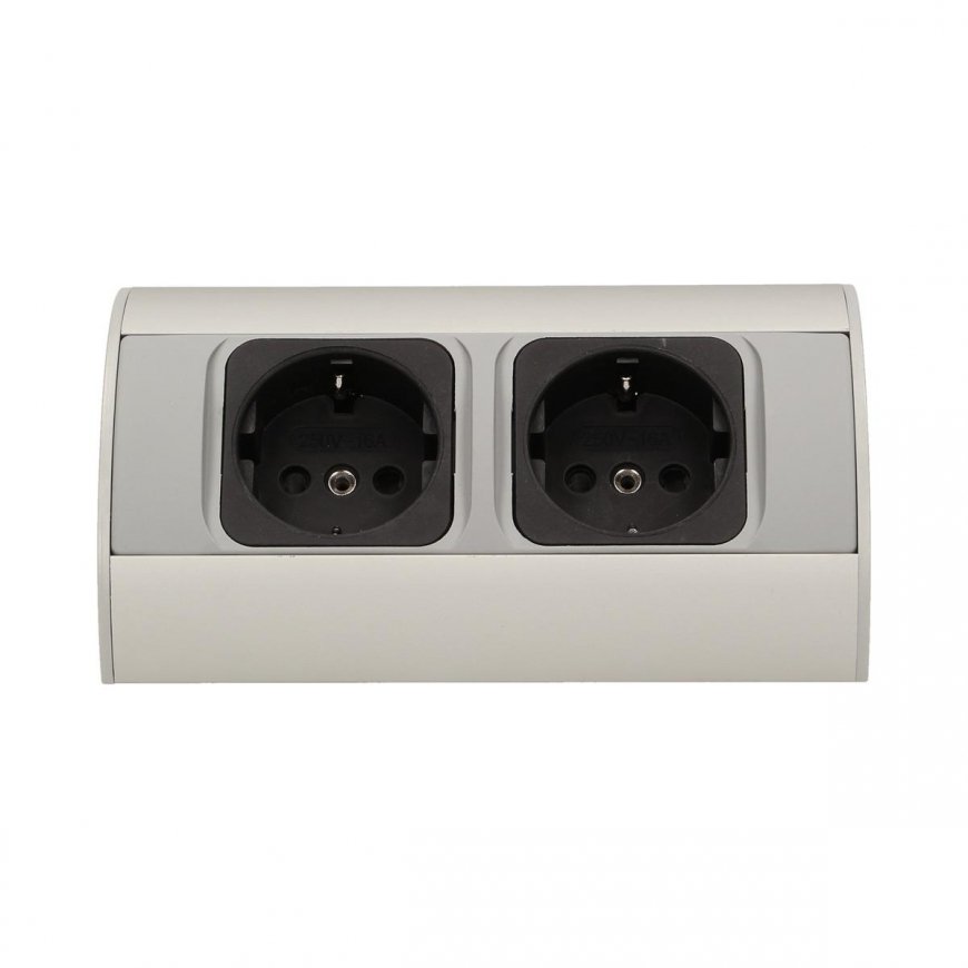 Orno Furniture socket without switch, 2x2P + Z, silver, schuko version – 5