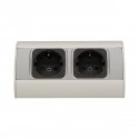 Orno Furniture socket without switch, 2x2P + Z, silver, schuko version