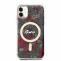 Dėklas Guess PC|TPU Flowers IML MagSafe Compatible Case for iPhone 11 Kaki