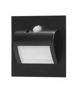 Orno DRACO LED NAUJAS 1.5W, įleidžiamas šviestuvas laiptams, 12VDC, 30lm, 3000K, juodas, judesio ir prieblandos jutiklis