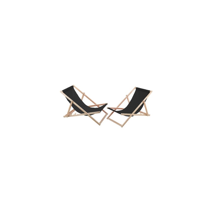 Set of two black Woodok deckchairs for self-assembly – 2