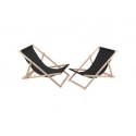 Set of two black Woodok deckchairs for self-assembly Set of two black Woodok deckchairs for self-assembly