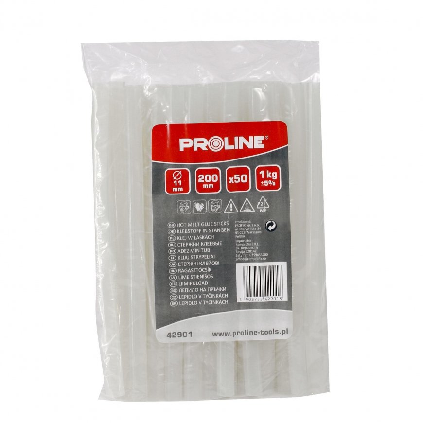 Proline Pro-Line klijavimo stulpeliai 11 mm x 200 mm skaidrūs 50 vnt 1kg 42901 – 2